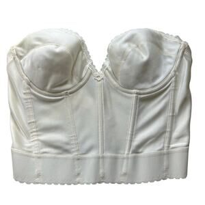 Vintage Carnival corset boned low back satin union made strapless bustier 38 A
